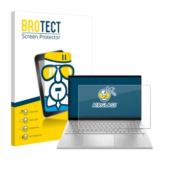 Parte frontale di una confezione del prodotto con il logo del marchio BROTECT. Accanto è raffigurato il dispositivo HP Pavilio