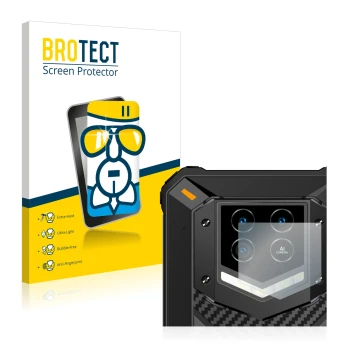 Parte frontale di una confezione del prodotto con il logo del marchio BROTECT. Accanto è raffigurato il dispositivo Oukitel WP