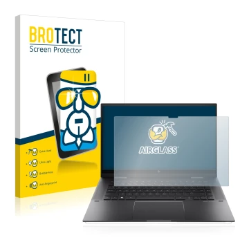 Parte frontale di una confezione del prodotto con il logo del marchio BROTECT. Accanto è raffigurato il dispositivo HP Envy x3