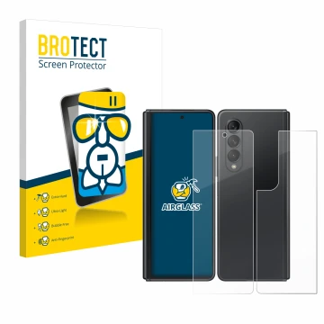 Parte frontale di una confezione del prodotto con il logo del marchio BROTECT. Accanto è raffigurato il dispositivo Samsung Ga