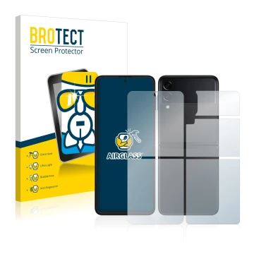Parte frontale di una confezione del prodotto con il logo del marchio BROTECT. Accanto è raffigurato il dispositivo Samsung Ga