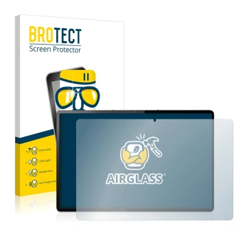 Parte frontale di una confezione del prodotto con il logo del marchio BROTECT. Accanto è raffigurato il dispositivo Lenovo Tab