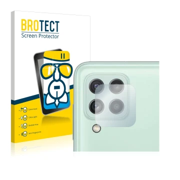 Parte frontale di una confezione del prodotto con il logo del marchio BROTECT. Accanto è raffigurato il dispositivo Samsung Ga