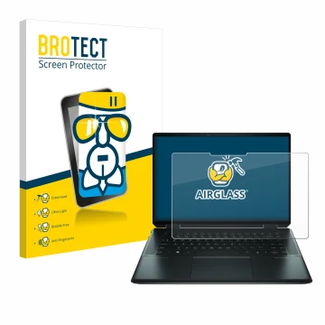 Parte frontale di una confezione del prodotto con il logo del marchio BROTECT. Accanto è raffigurato il dispositivo HP Spectre