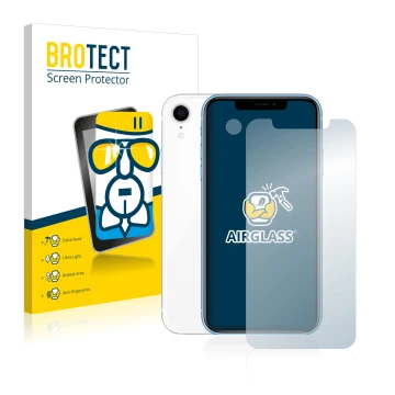 Parte frontale di una confezione del prodotto con il logo del marchio BROTECT. Accanto è raffigurato il dispositivo Apple iPho