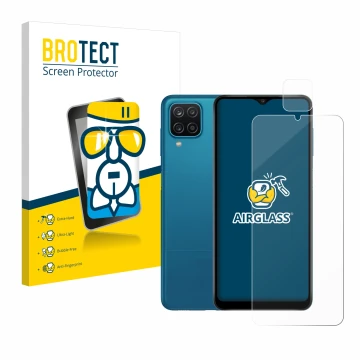 Parte frontale di una confezione del prodotto con il logo del marchio BROTECT. Accanto è raffigurato il dispositivo Samsung Ga