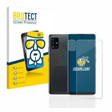 Parte frontale di una confezione del prodotto con il logo del marchio BROTECT. Accanto è raffigurato il dispositivo Samsung Ga