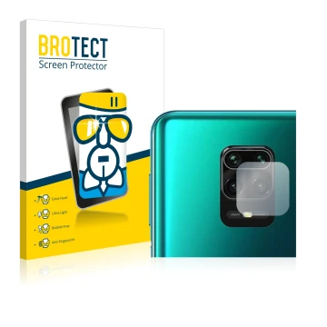 Parte frontale di una confezione del prodotto con il logo del marchio BROTECT. Accanto è raffigurato il dispositivo Xiaomi Red