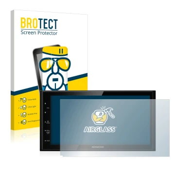 Parte frontale di una confezione del prodotto con il logo del marchio BROTECT. Accanto è raffigurato il dispositivo Kenwood DM