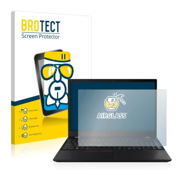 Parte frontale di una confezione del prodotto con il logo del marchio BROTECT. Accanto è raffigurato il dispositivo Lenovo Thi
