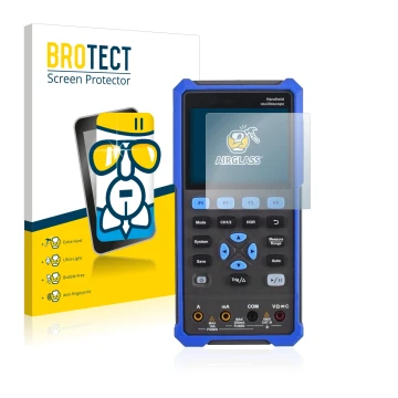 Parte frontale di una confezione del prodotto con il logo del marchio BROTECT. Accanto è raffigurato il dispositivo Owon HDS 2