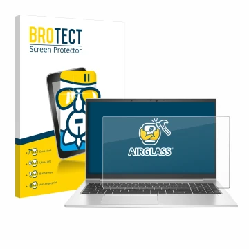 Parte frontale di una confezione del prodotto con il logo del marchio BROTECT. Accanto è raffigurato il dispositivo HP EliteBo