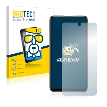 Parte frontale di una confezione del prodotto con il logo del marchio BROTECT. Accanto è raffigurato il dispositivo Xiaomi Poc