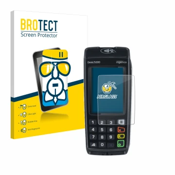 Parte frontale di una confezione del prodotto con il logo del marchio BROTECT. Accanto è raffigurato il dispositivo ingenico D