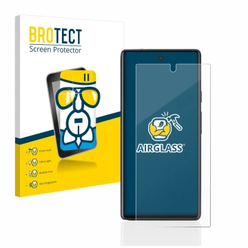 Parte frontale di una confezione del prodotto con il logo del marchio BROTECT. Accanto è raffigurato il dispositivo Google Pix