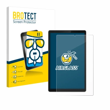 Parte frontale di una confezione del prodotto con il logo del marchio BROTECT. Accanto è raffigurato il dispositivo Lenovo Tab