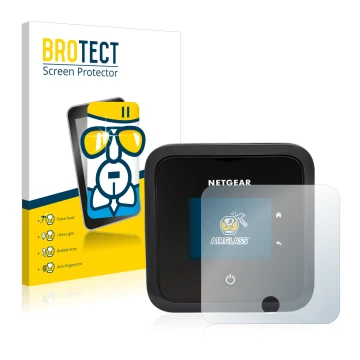 Parte frontale di una confezione del prodotto con il logo del marchio BROTECT. Accanto è raffigurato il dispositivo Netgear Ni