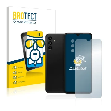 Parte frontale di una confezione del prodotto con il logo del marchio BROTECT. Accanto è raffigurato il dispositivo Samsung Ga