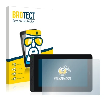 Parte frontale di una confezione del prodotto con il logo del marchio BROTECT. Accanto è raffigurato il dispositivo Huion Kamv