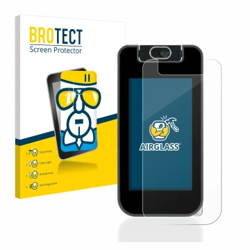 Parte frontale di una confezione del prodotto con il logo del marchio BROTECT. Accanto è raffigurato il dispositivo Vtech Kidi