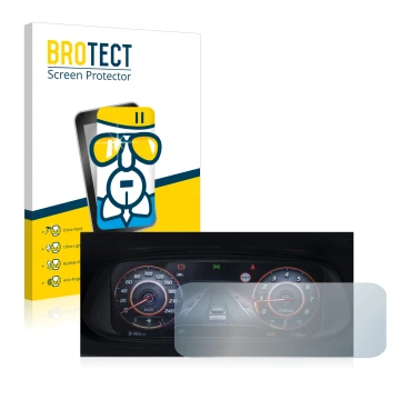 Parte frontale di una confezione del prodotto con il logo del marchio BROTECT. Accanto è raffigurato il dispositivo Hyundai i2