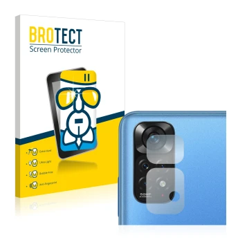 Parte frontale di una confezione del prodotto con il logo del marchio BROTECT. Accanto è raffigurato il dispositivo Xiaomi Red