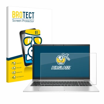 Parte frontale di una confezione del prodotto con il logo del marchio BROTECT. Accanto è raffigurato il dispositivo HP EliteBo