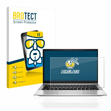 Parte frontale di una confezione del prodotto con il logo del marchio BROTECT. Accanto è raffigurato il dispositivo HP EliteBo