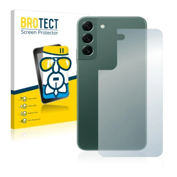 Parte frontale di una confezione del prodotto con il logo del marchio BROTECT. Accanto è raffigurato il dispositivo Samsung Ga