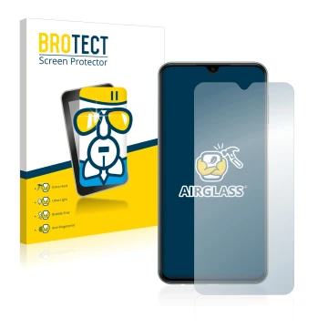 Parte frontale di una confezione del prodotto con il logo del marchio BROTECT. Accanto è raffigurato il dispositivo Samsung Ga