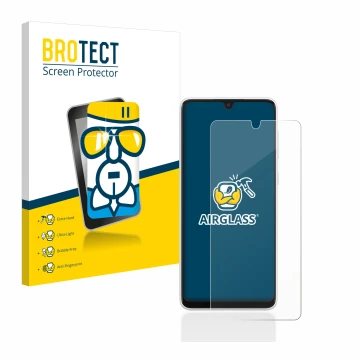 Parte frontale di una confezione del prodotto con il logo del marchio BROTECT. Accanto è raffigurato il dispositivo Samsung Ga