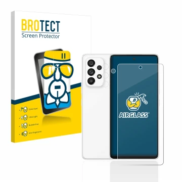 Parte frontale di una confezione del prodotto con il logo del marchio BROTECT. Accanto è raffigurato il dispositivo Samsung Ga