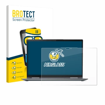 Parte frontale di una confezione del prodotto con il logo del marchio BROTECT. Accanto è raffigurato il dispositivo Lenovo Thi