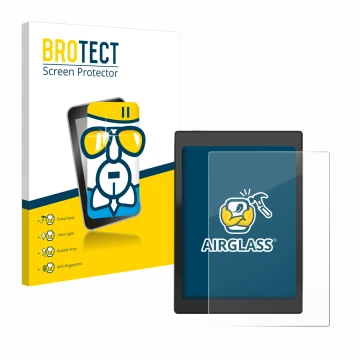 Parte frontale di una confezione del prodotto con il logo del marchio BROTECT. Accanto è raffigurato il dispositivo Boox Nova 