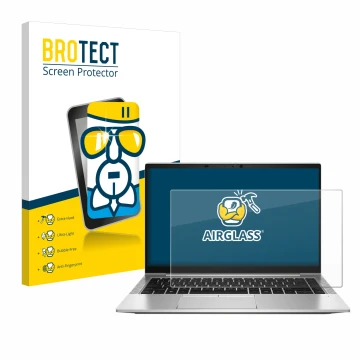 Parte frontale di una confezione del prodotto con il logo del marchio BROTECT. Accanto è raffigurato il dispositivo HP EliteBo