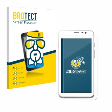 Parte frontale di una confezione del prodotto con il logo del marchio BROTECT. Accanto è raffigurato il dispositivo Pax A77 co