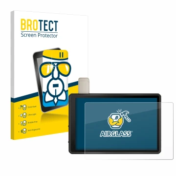 Parte frontale di una confezione del prodotto con il logo del marchio BROTECT. Accanto è raffigurato il dispositivo Garmin Tre