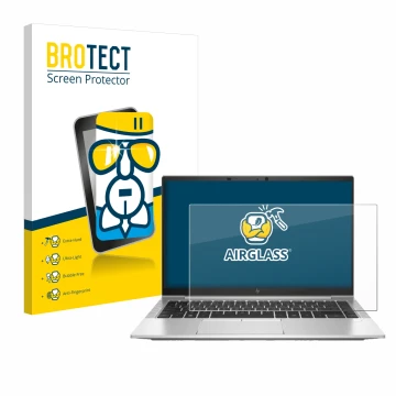 Parte frontale di una confezione del prodotto con il logo del marchio BROTECT. Accanto è raffigurato il dispositivo HP EliteBo
