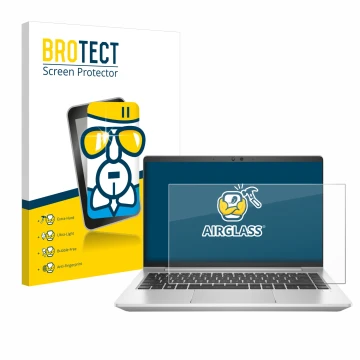 Parte frontale di una confezione del prodotto con il logo del marchio BROTECT. Accanto è raffigurato il dispositivo HP EliteBo