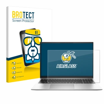 Parte frontale di una confezione del prodotto con il logo del marchio BROTECT. Accanto è raffigurato il dispositivo HP EliteBo