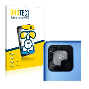 Parte frontale di una confezione del prodotto con il logo del marchio BROTECT. Accanto è raffigurato il dispositivo Xiaomi Red