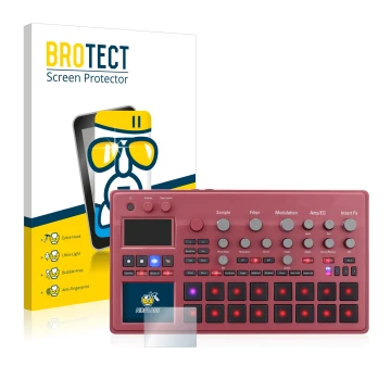 Parte frontale di una confezione del prodotto con il logo del marchio BROTECT. Accanto è raffigurato il dispositivo KORG elect