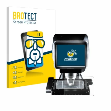 Parte frontale di una confezione del prodotto con il logo del marchio BROTECT. Accanto è raffigurato il dispositivo Keyence LM