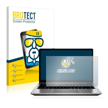 Parte frontale di una confezione del prodotto con il logo del marchio BROTECT. Accanto è raffigurato il dispositivo HP ProBook