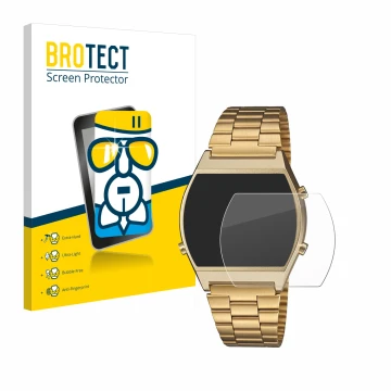 Parte frontale di una confezione del prodotto con il logo del marchio BROTECT. Accanto è raffigurato il dispositivo Casio Retr