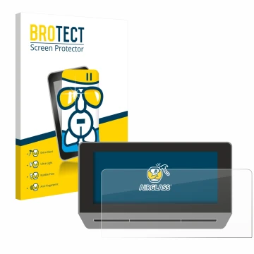 Parte frontale di una confezione del prodotto con il logo del marchio BROTECT. Accanto è raffigurato il dispositivo Seat Leon 