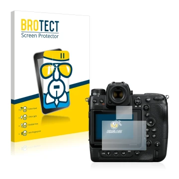 Parte frontale di una confezione del prodotto con il logo del marchio BROTECT. Accanto è raffigurato il dispositivo Nikon Z 9 