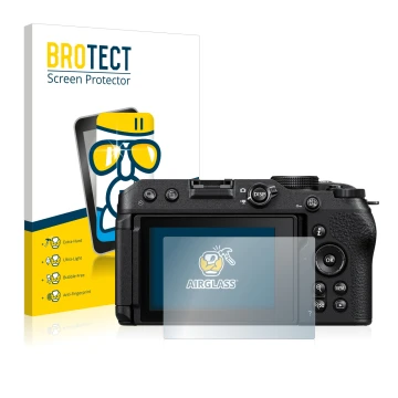 Parte frontale di una confezione del prodotto con il logo del marchio BROTECT. Accanto è raffigurato il dispositivo Nikon Z 30