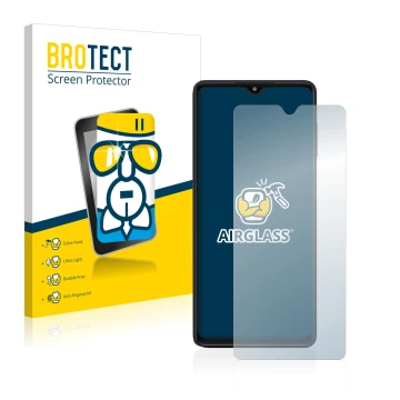 Parte frontale di una confezione del prodotto con il logo del marchio BROTECT. Accanto è raffigurato il dispositivo Samsung Ga