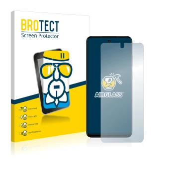 Parte frontale di una confezione del prodotto con il logo del marchio BROTECT. Accanto è raffigurato il dispositivo Motorola M